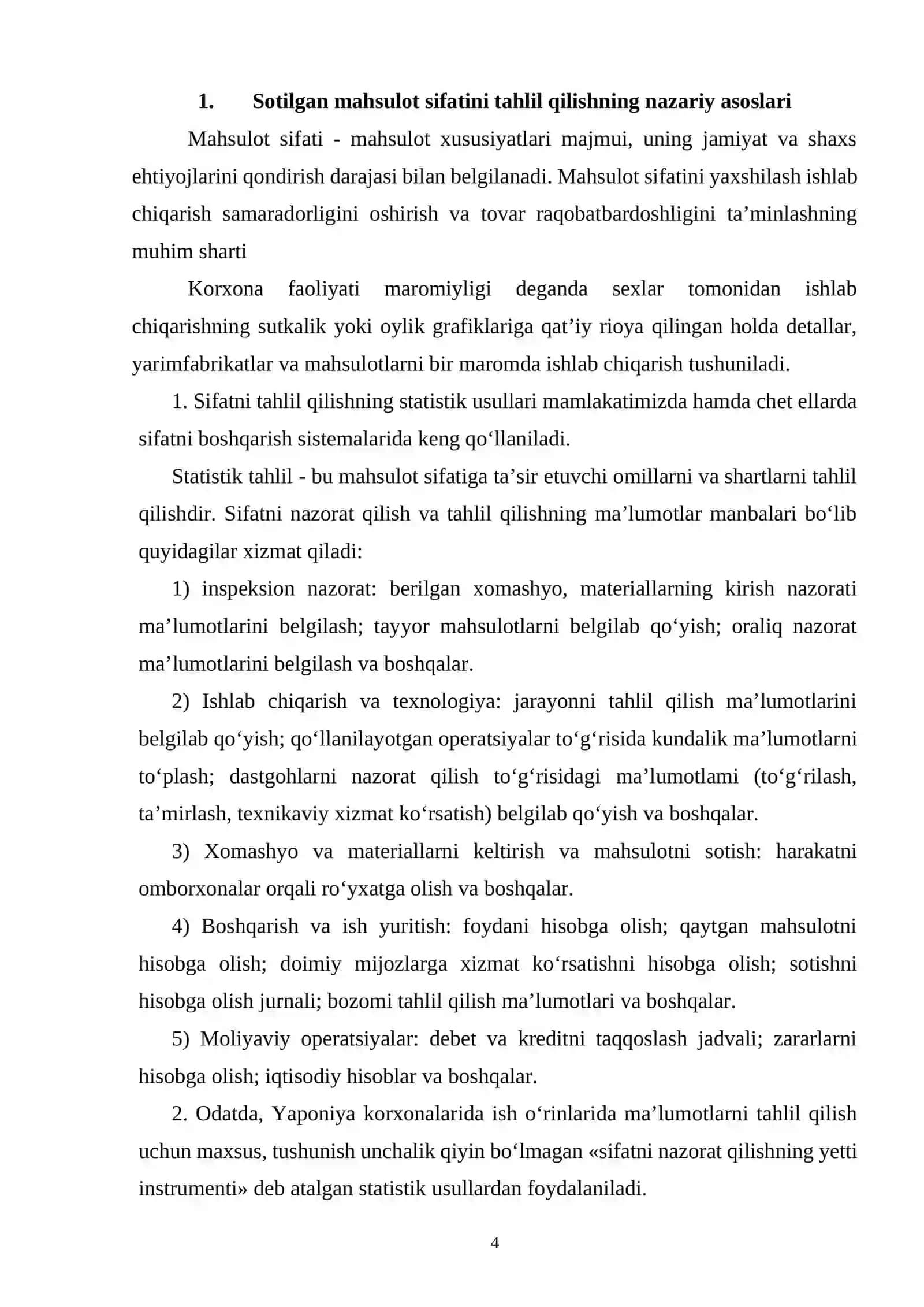 Sotilgan mahsulot sifatining tahlili 4