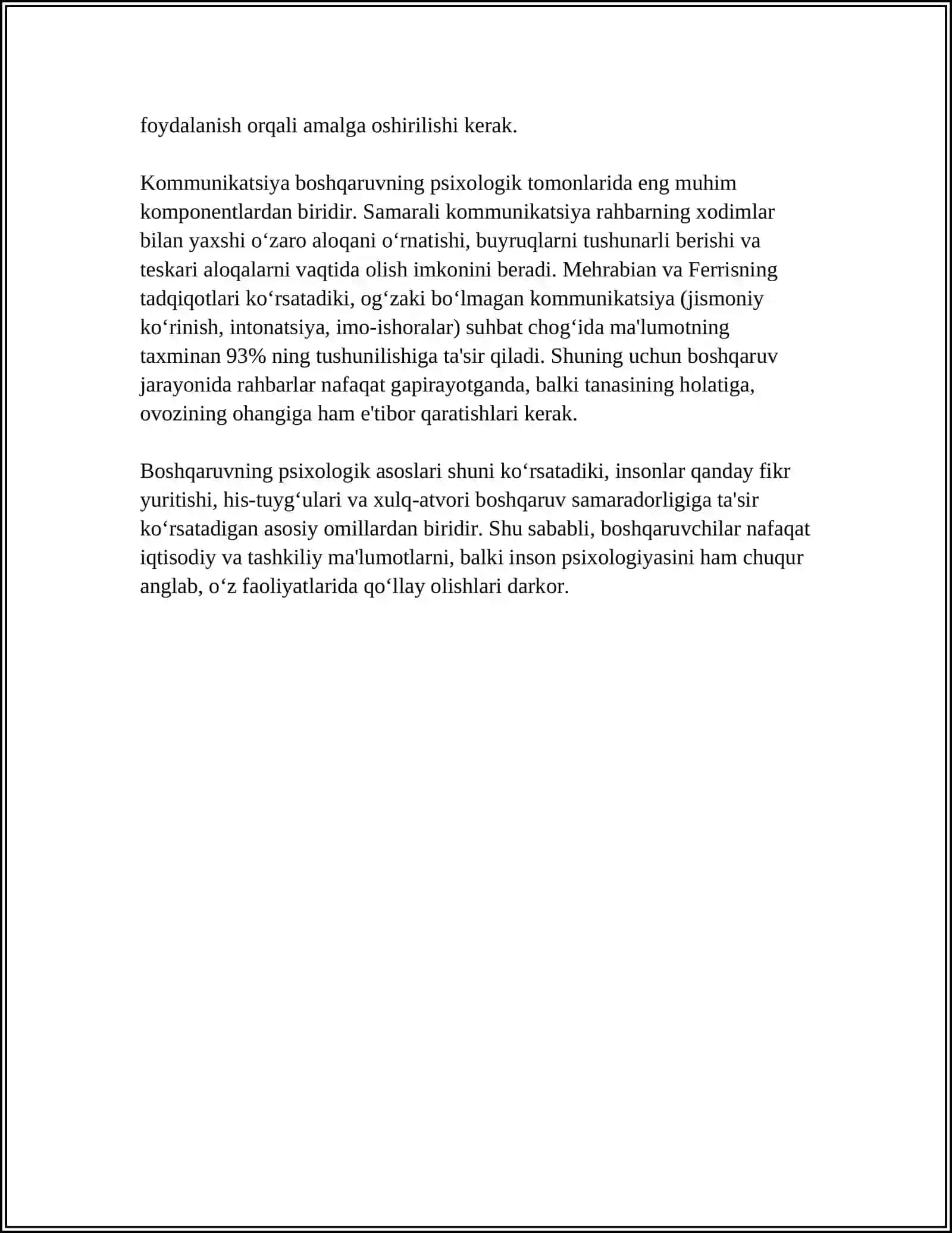 BOSHQARUVNING PEDAGOGIK- PSIXOLOGIK XUSUSIYATLARI VA SHAXS IJTIMOIYLASHUVI IJTIMOIY XULQ ATVOR 4
