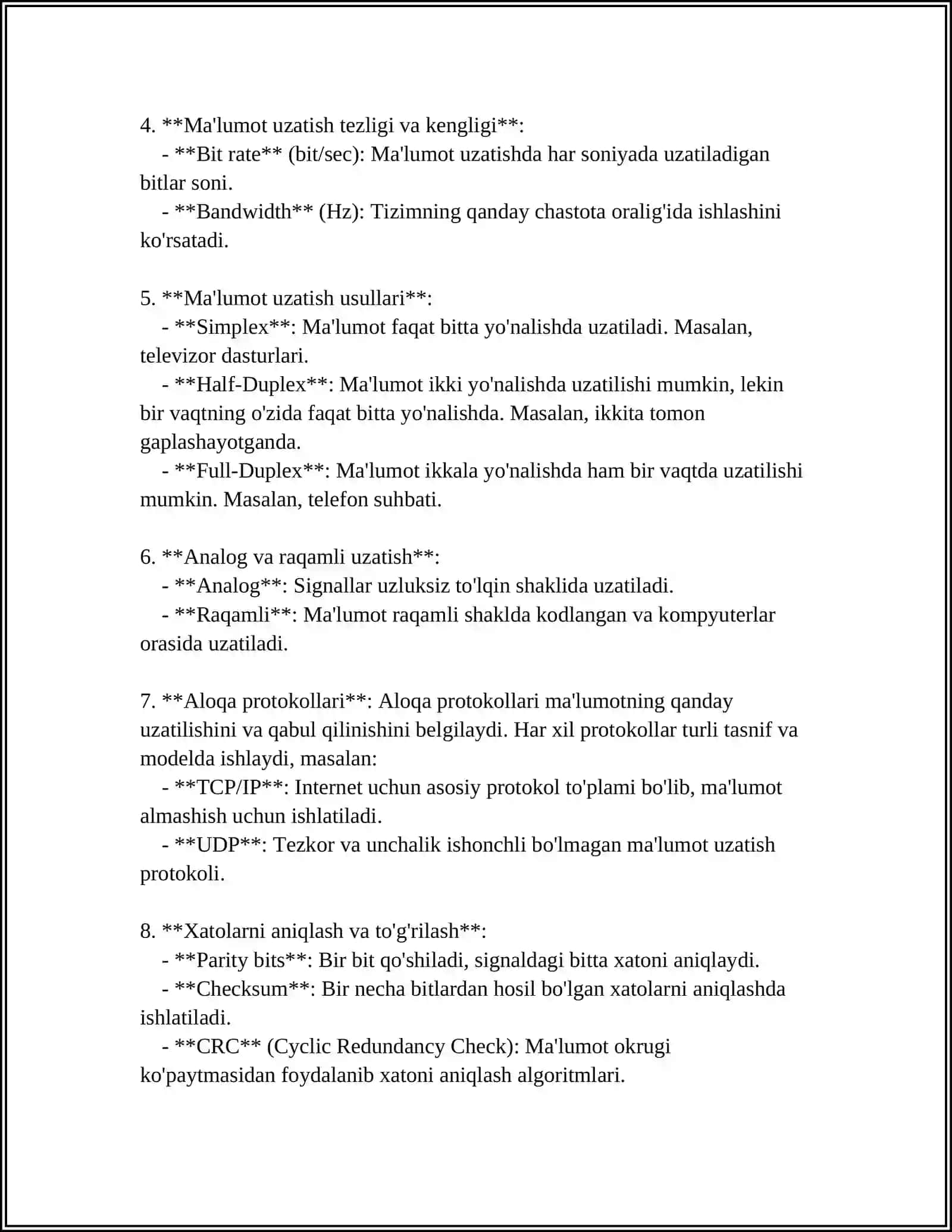 Ma'lumot uzatish asoslari 4