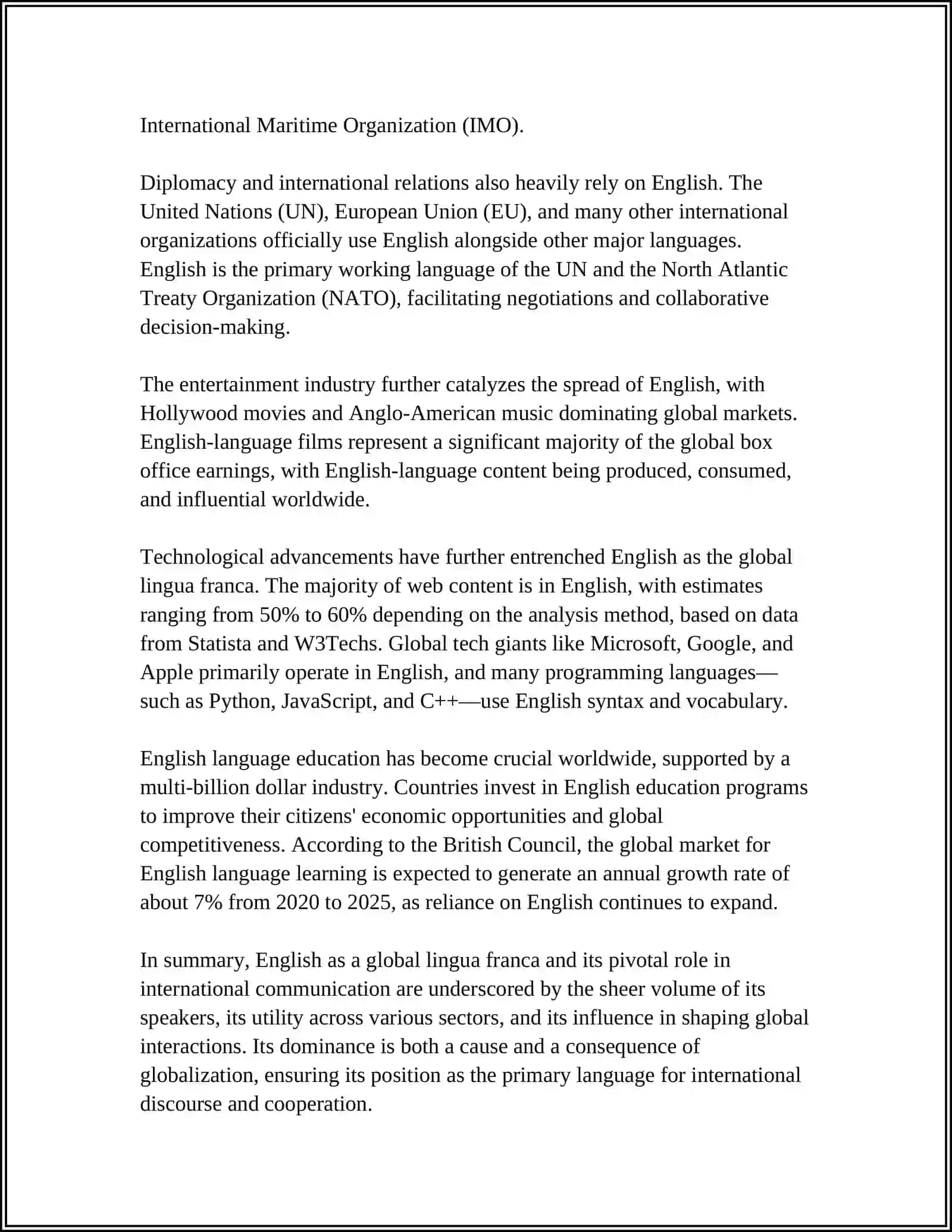 THE ROLE OF ENGLISH LANGUAGE IN THE MODERN WORLD 4