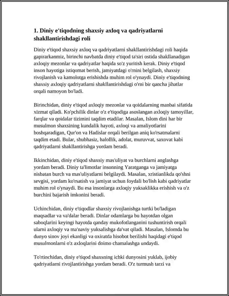 DINIY ETIQOD SHAXSNING TURMUSHDAGI ROLI 4