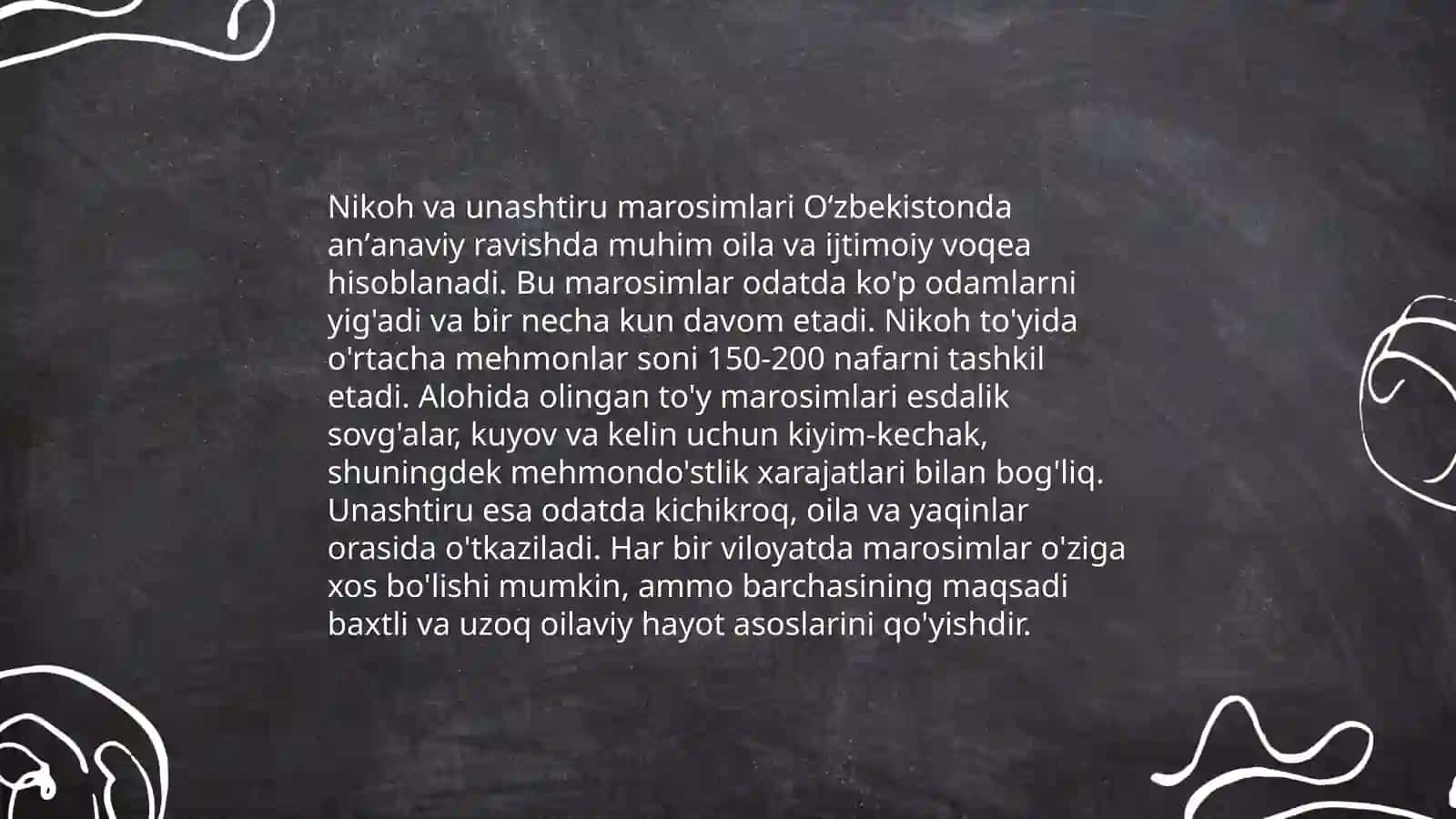 O‘zbek xalqining to‘ylari, marosimlari, uy-joylari bilan bog‘liq urf odatlari 4