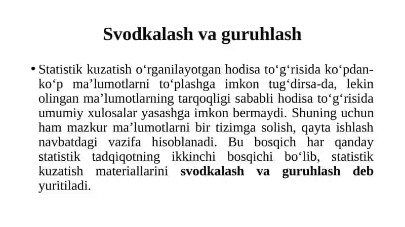Statistik jamlash vaguruhlash 4