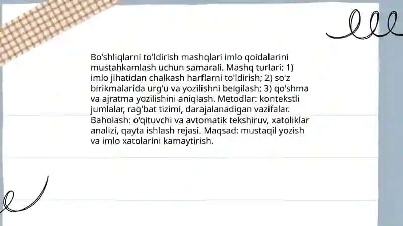 Imloviy Savodxonlikni Oshirish Bo'yicha Mashqlar 4