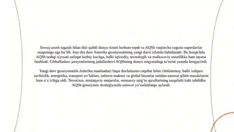 Amerika geosiyosati asoslari rivojlanishining yangi davri 4