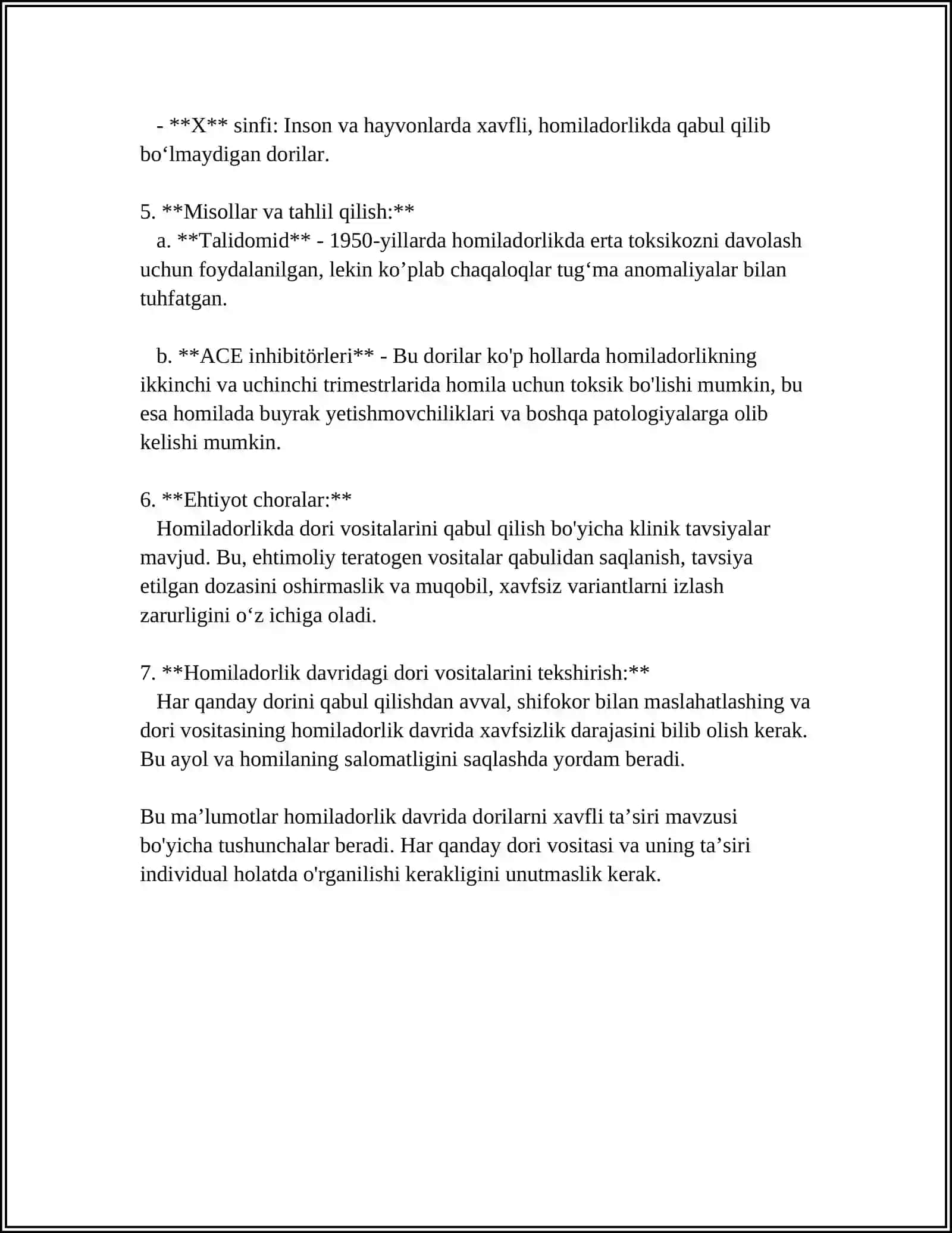DORI VOSITALARINING HOMILAGA TAʼSIRI 4