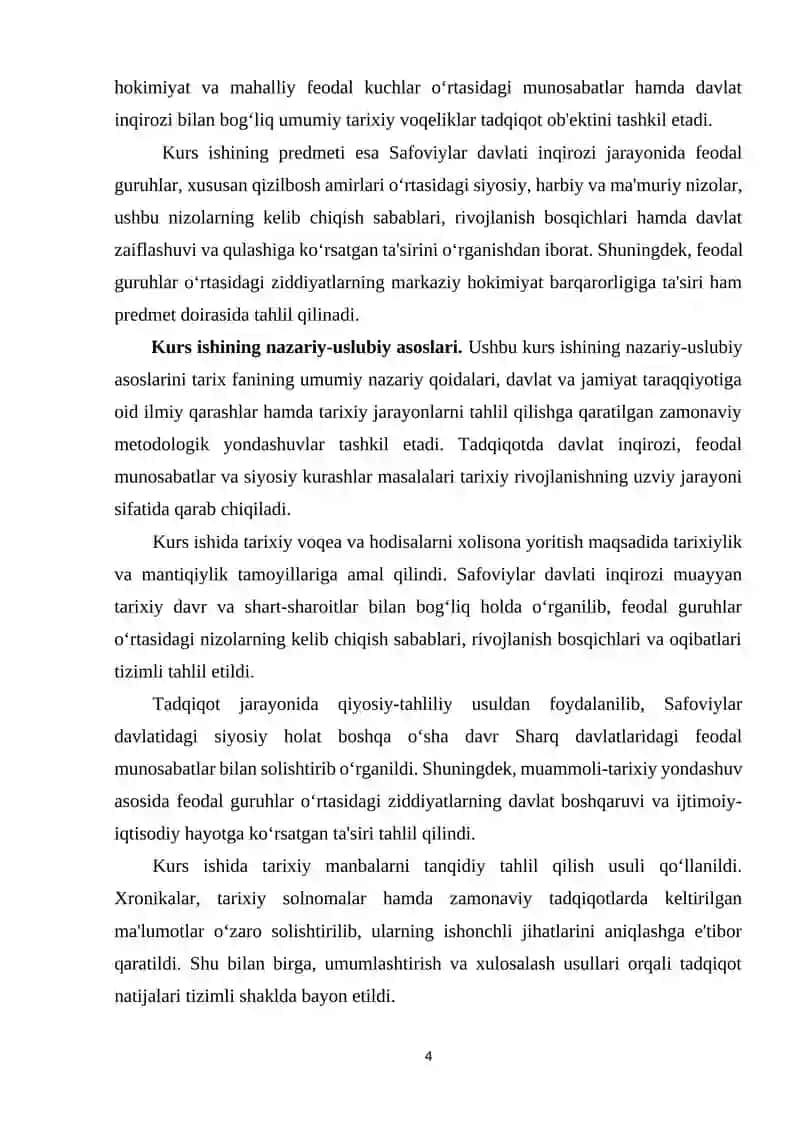SAFOVIYLAR DAVLATI INQIROZI VA FEODAL GURUHLAR O’RTASIDAGI NIZOLAR 4