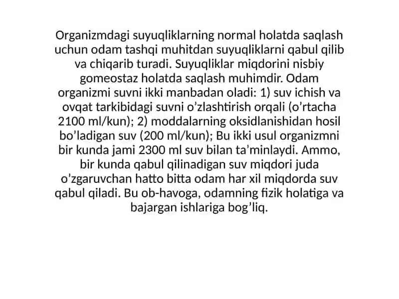 Organizimning suyuqlik yo'qotilishi 4