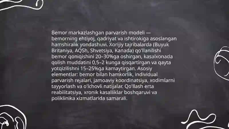 Hamshiralik parvarish modellarining xorijiy usullari 4