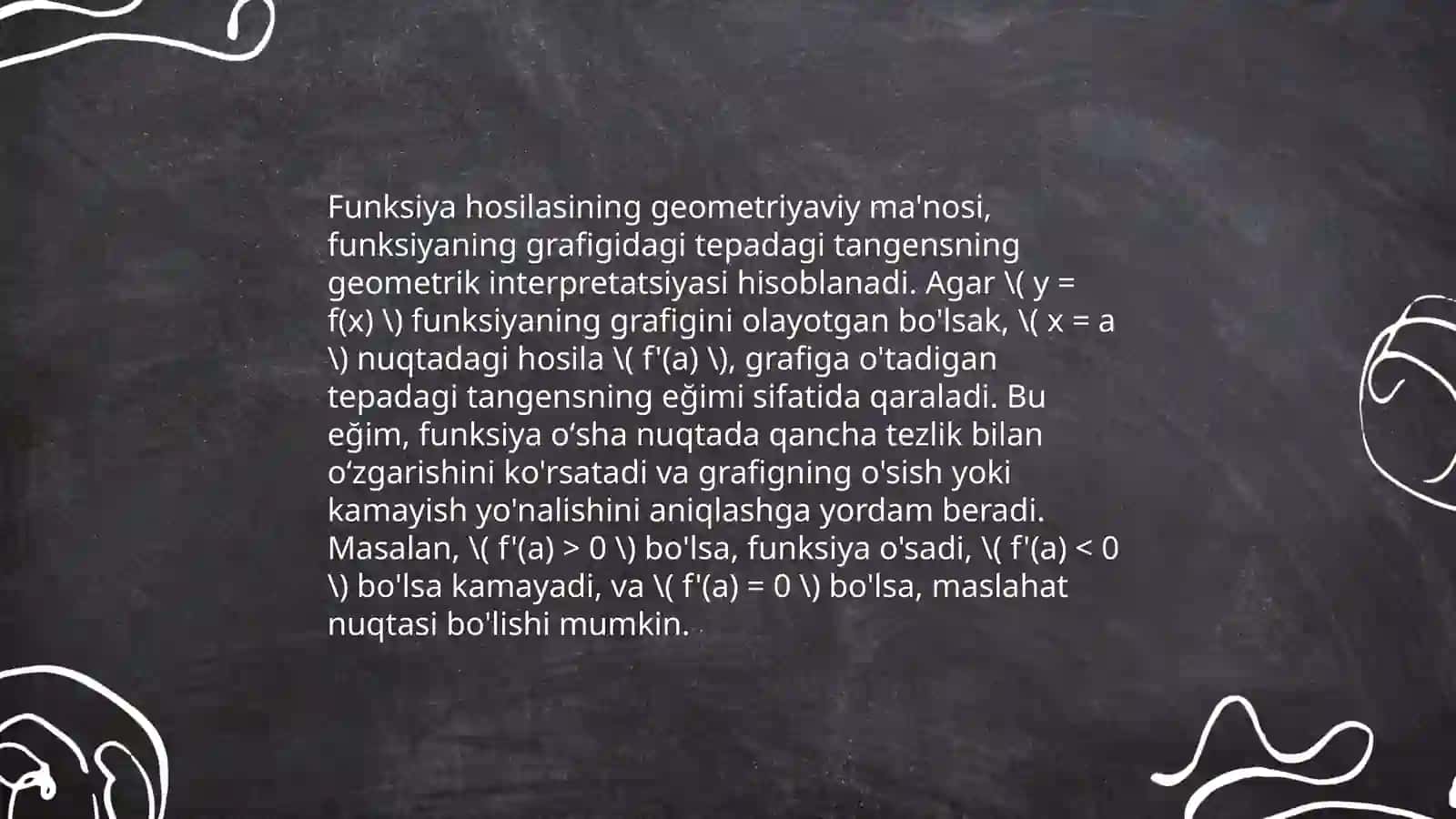 Bir о‘zgaruvchili funksiya hosilasi 4