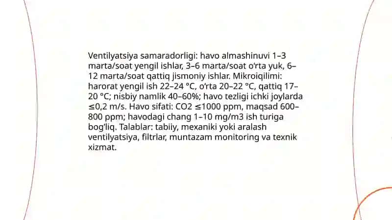 Sanitariya talablari va mehnat sharoiti 4
