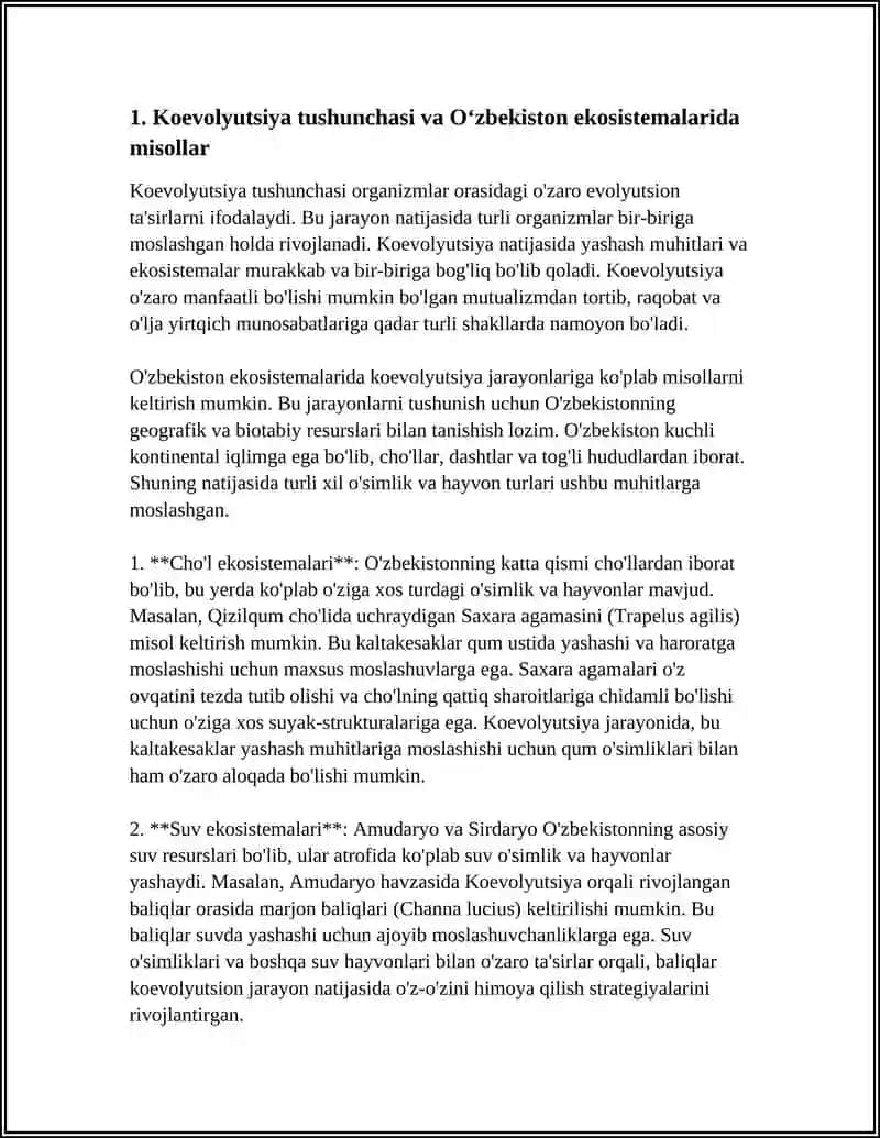 KOEVOLUTSIYA VA EKOLOGIYA: MUAMMO VA YECHIM 4