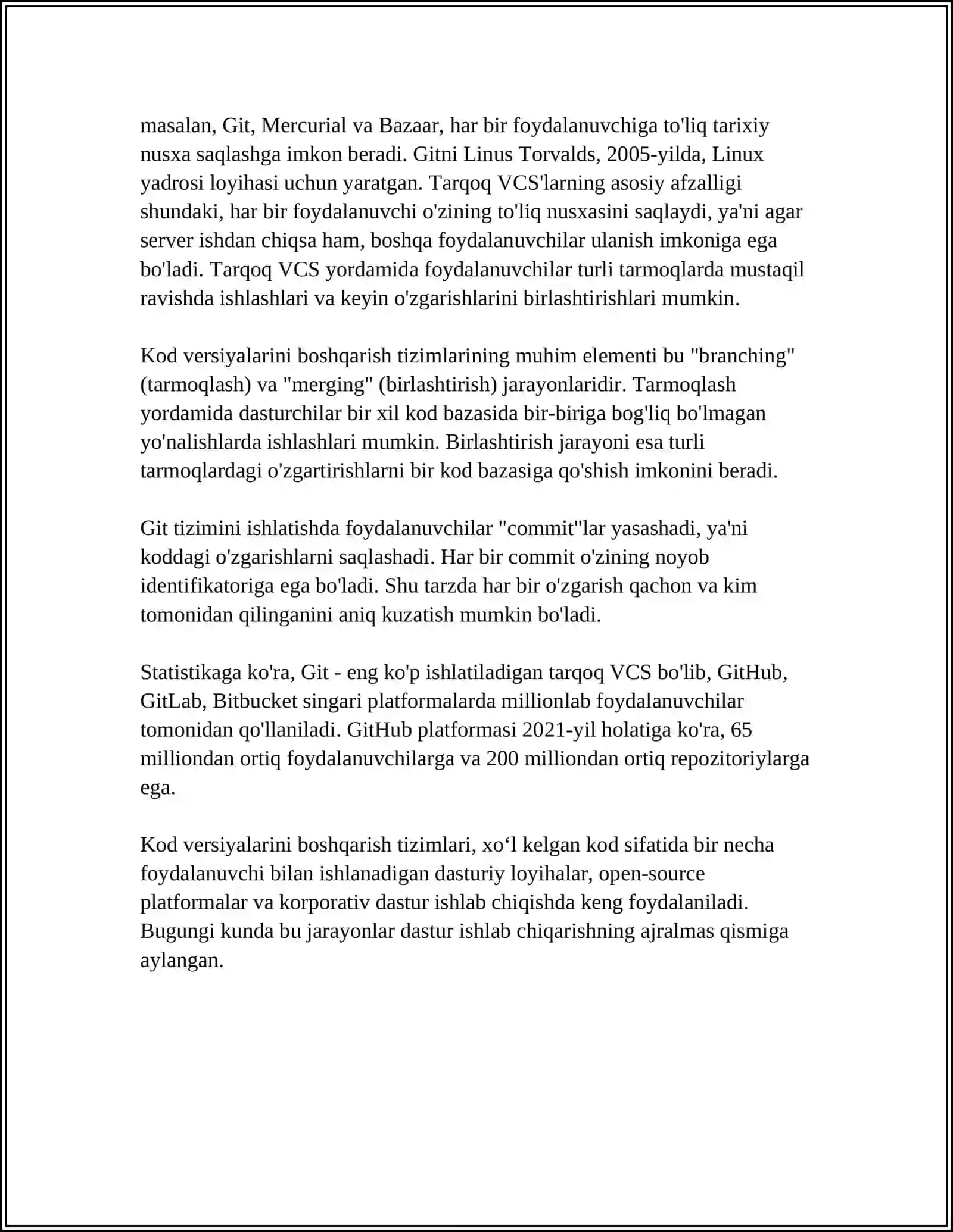 MANBA KODINING VERSIYALARINI BOSHGARISH VA ULARGA TAHLIL QILISH 4