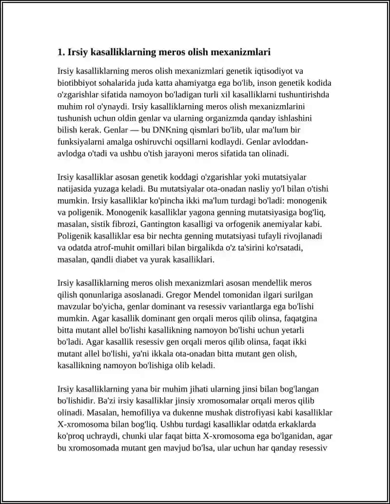 Irsiy kasalliklarning meros olish mexanizmlari 4