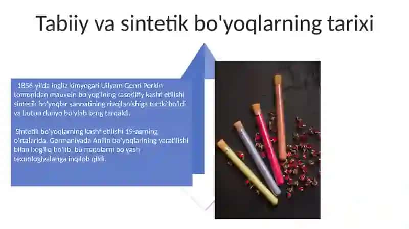 Tabiiy va sintetik bôyoqlar 4