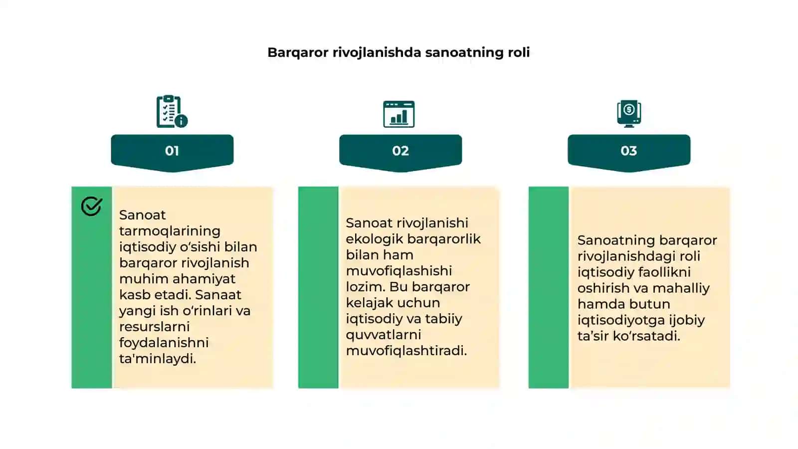 Sanoat tarmoqlarining iqtisodiy o‘sish va barqaror rivojlanishiga ta’sirini o‘rganish 4