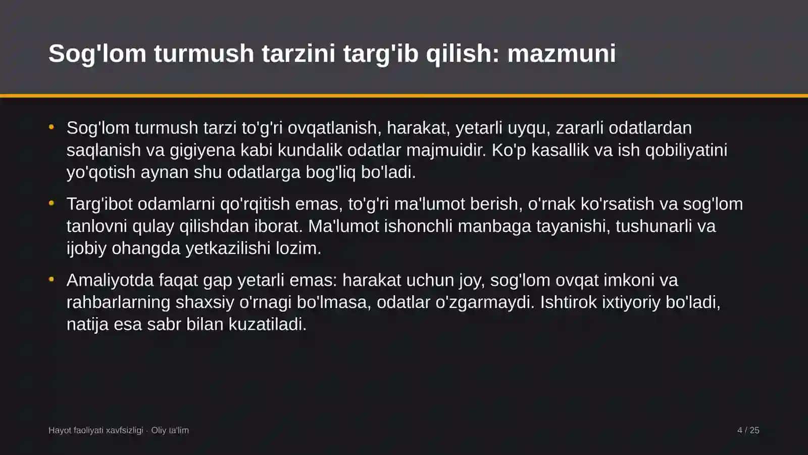 Konservatoriyalarda sog'lom turmush tarzini targ'ib qilish 4