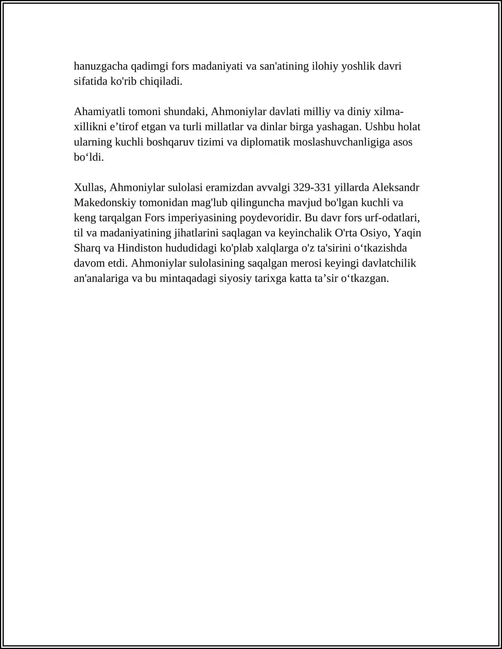 AHMONIYLAR SULOLASI DAVRIDA OʻRTA OSIYODA BOSHQARUV TIZIMINING TUZILISHI 4