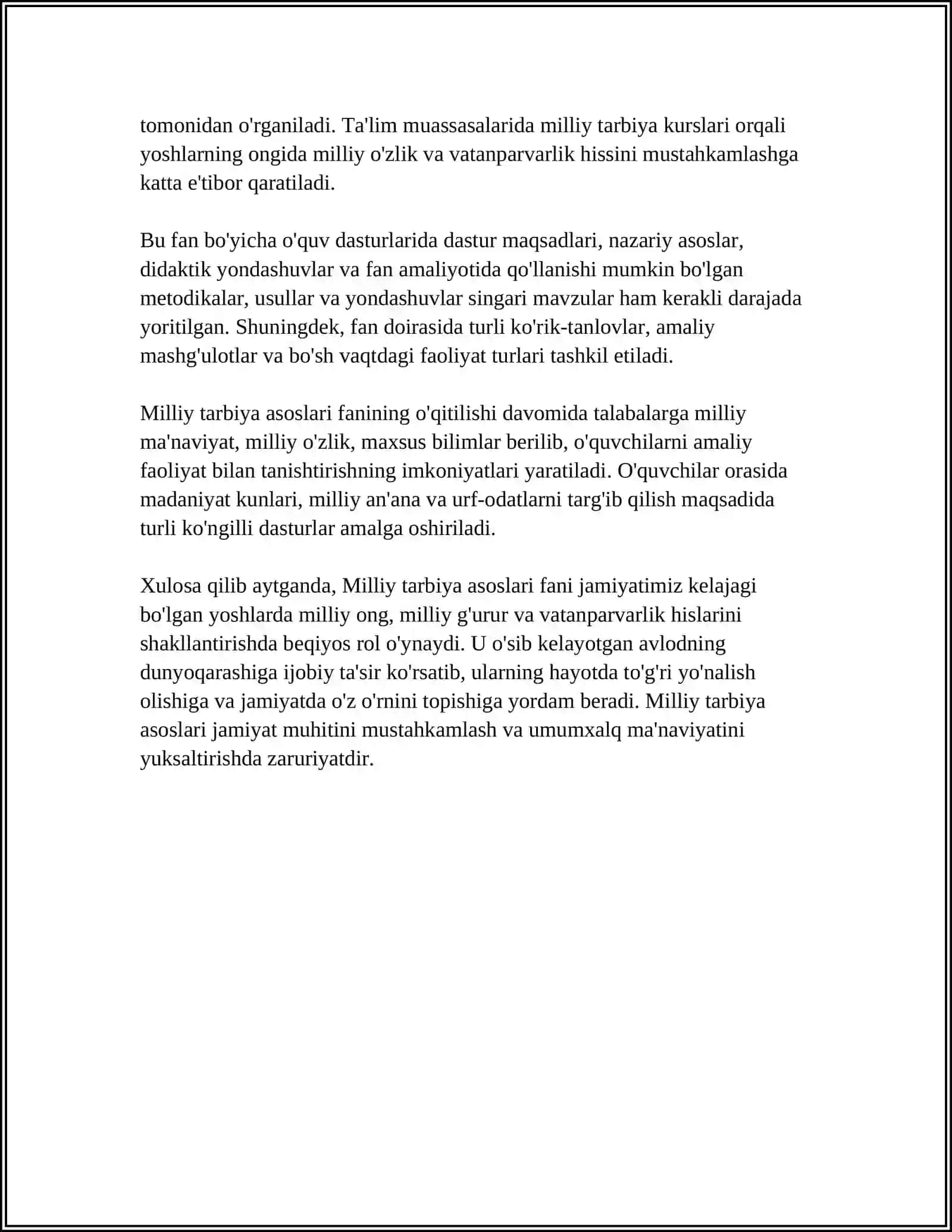Milliy tarbiya asoslari fanining mazmuni 4