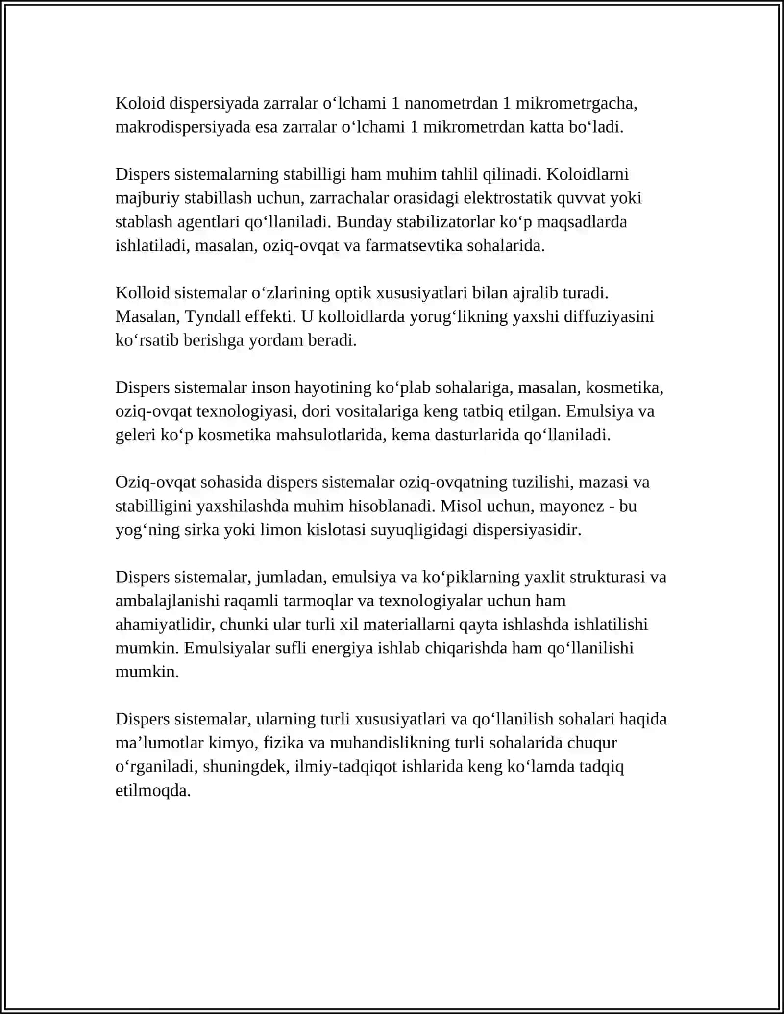 DISPERS SISTEMALAR MUSTAQIL ISH 4