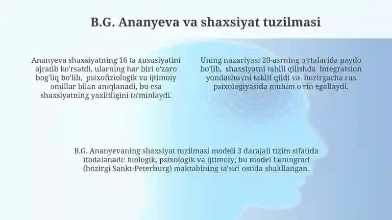 Rus psixologiyasida shaxs muammosi, rus psixologlarining nazariyalari 4