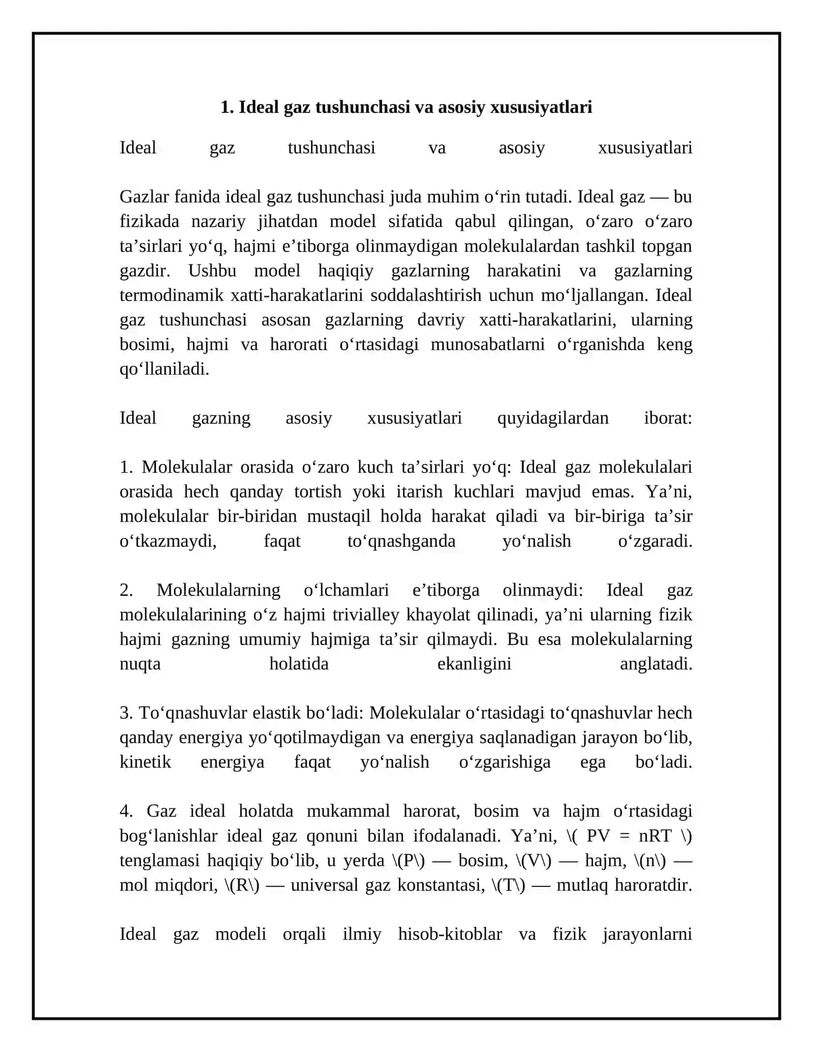 Real gazlar va ularning ideal gazlardan farqi 4