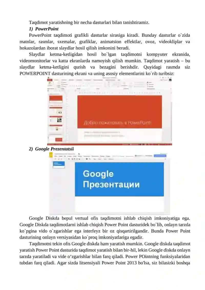 Taqdimotlar va ularning imkoniyatlari 4