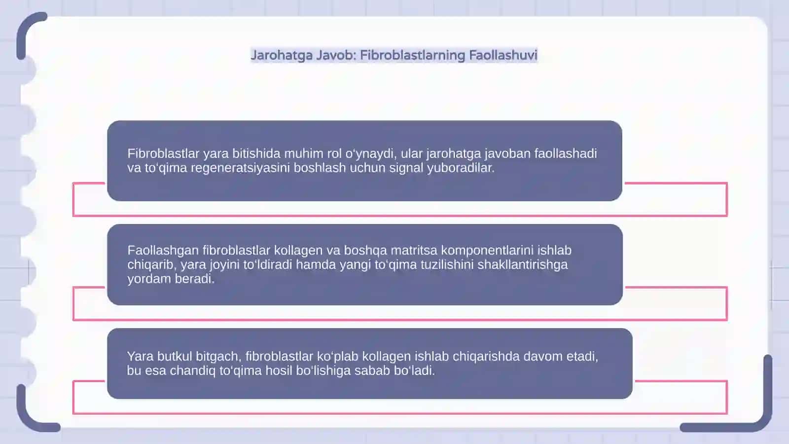Fibroblastlarning jarohatning bitishi va chandiq xosil bo‘lishidagi roli 4