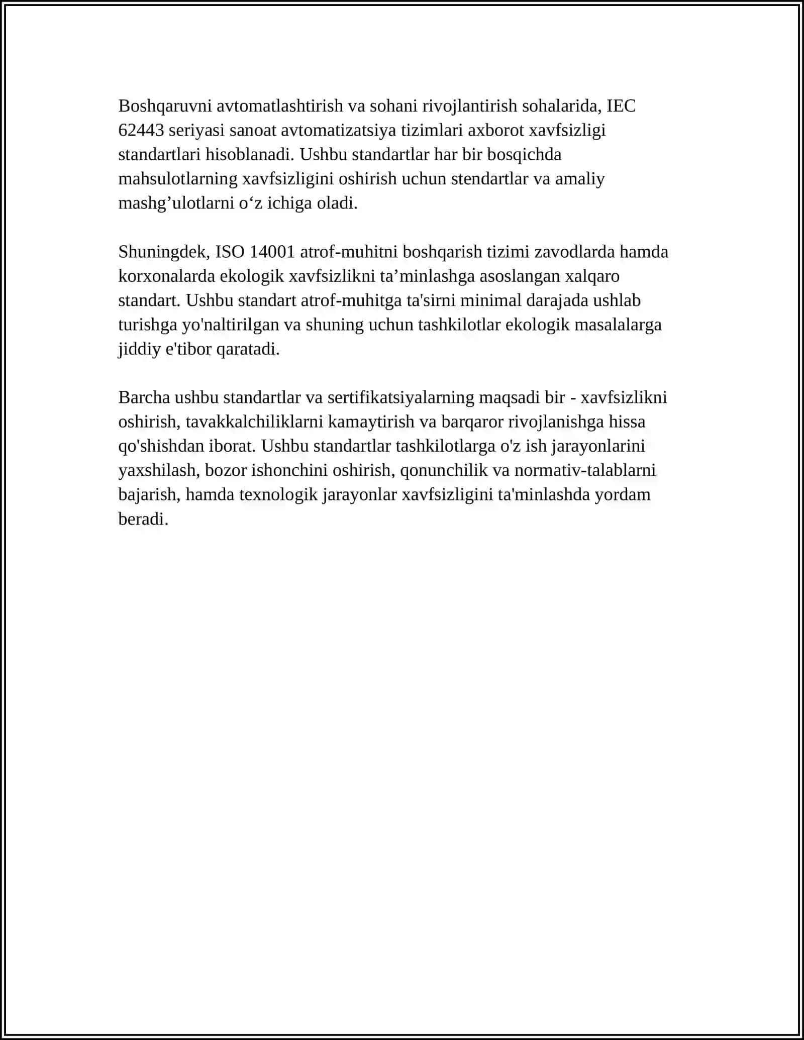 XAVFSZLIK STANDARTLARI 4