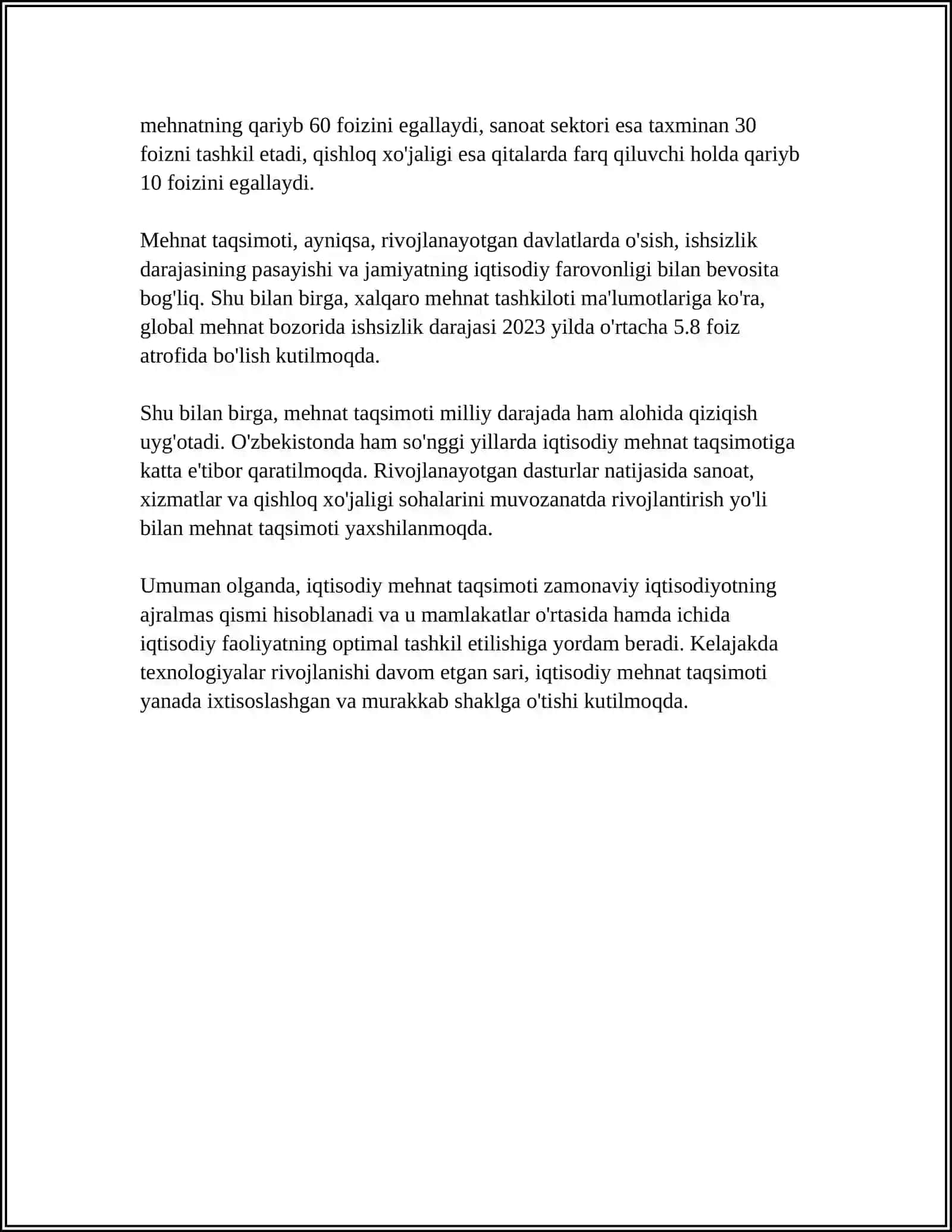 Iqtisodiy mehnat taqsimoti va sanoat tarmog'ining shakllanishi 4