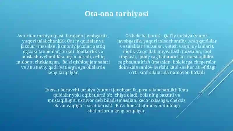 Tarbiyaga ta'sir etuvchi omillar 4