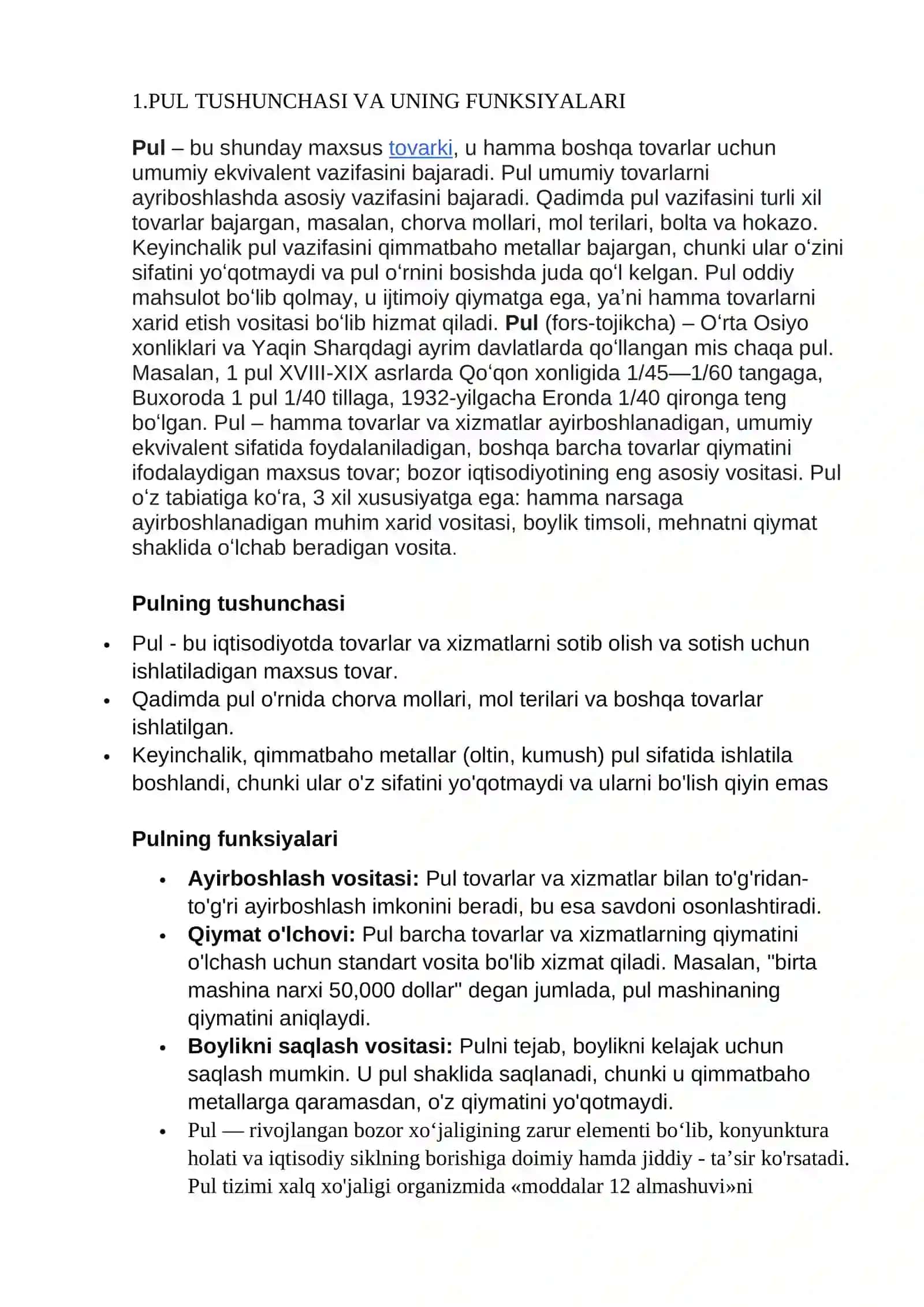 Pul bozorida muvozanati 4