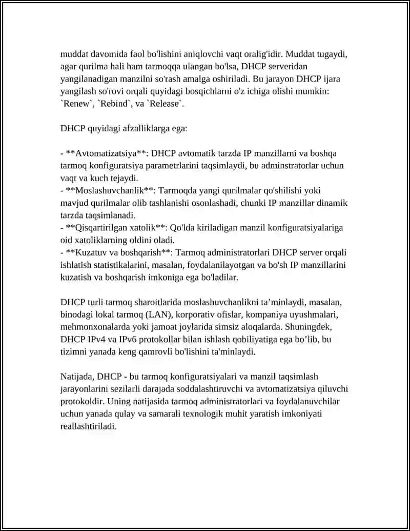 DHCP (Dynamic Host Configuration Protocol) 4