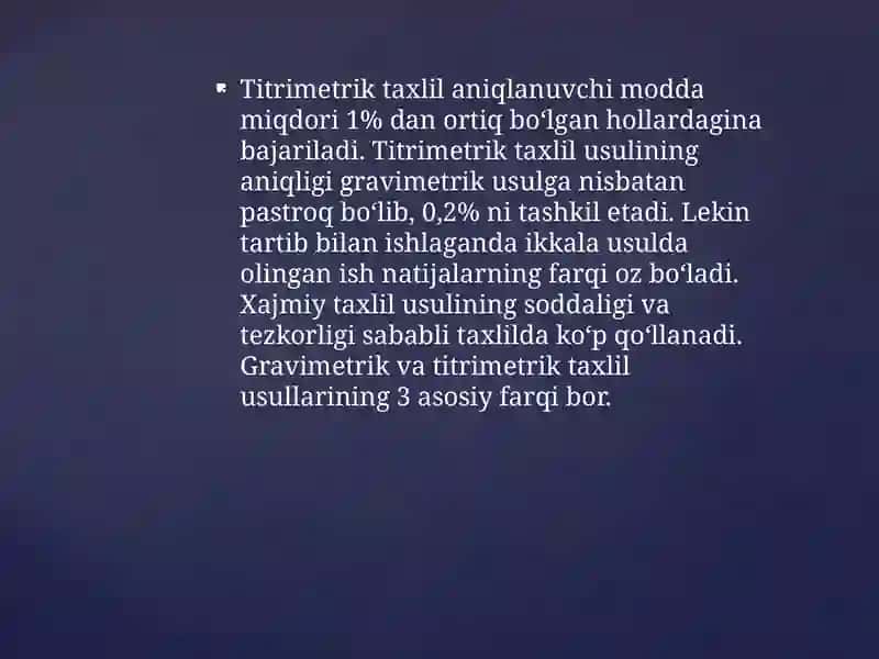Titrimetriya asoslari. Undagi reaksiyalar va reagentlar 4