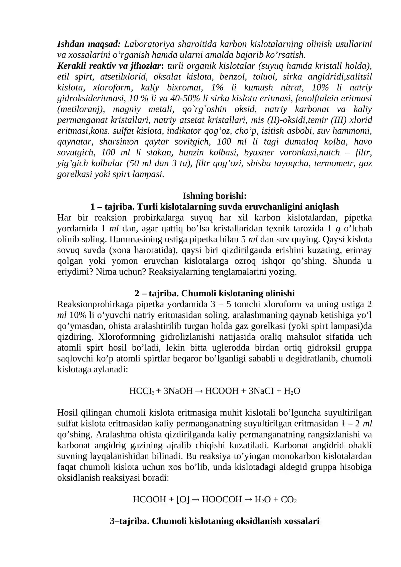 Karbon kislotalarga xos tajribalar 4