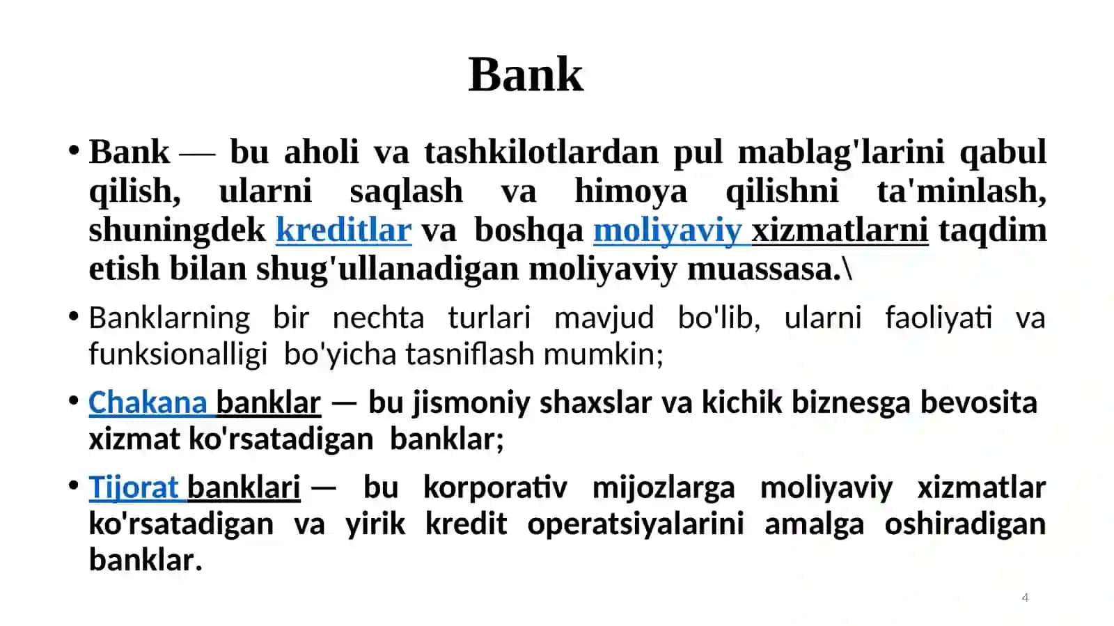 Bank tizimi. Pul-kredit siyosati 4