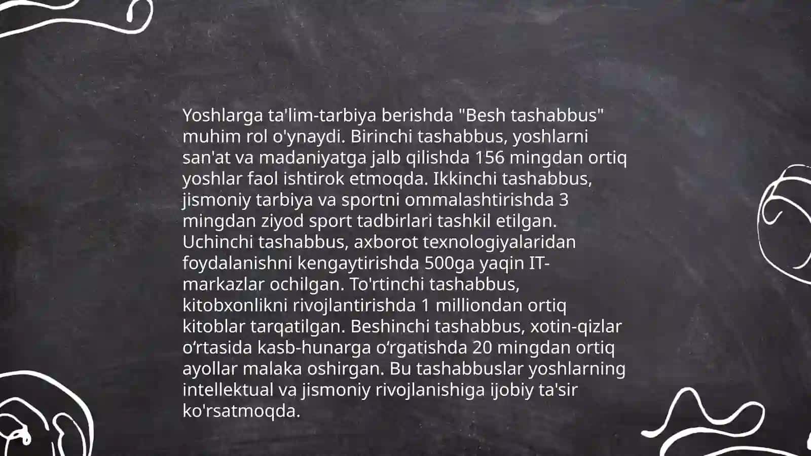 Besh tashabbus va uning yuksak maʼnaviyatni taminlashda oʻrni 4