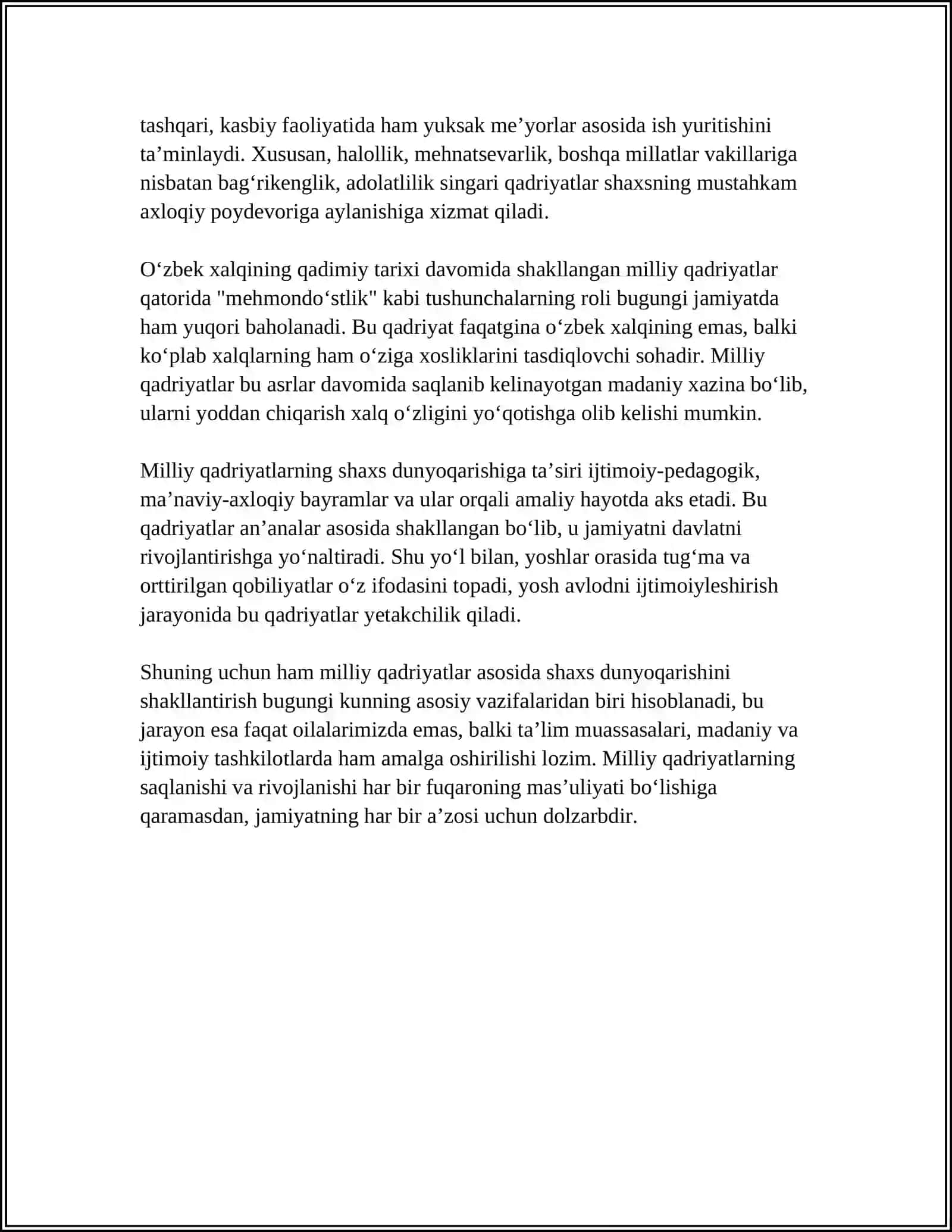 MILLIY QADRIYATLAR ASOSIDA SHAXS DUNYOQARISHINI SHAKLLANTIRISH 4