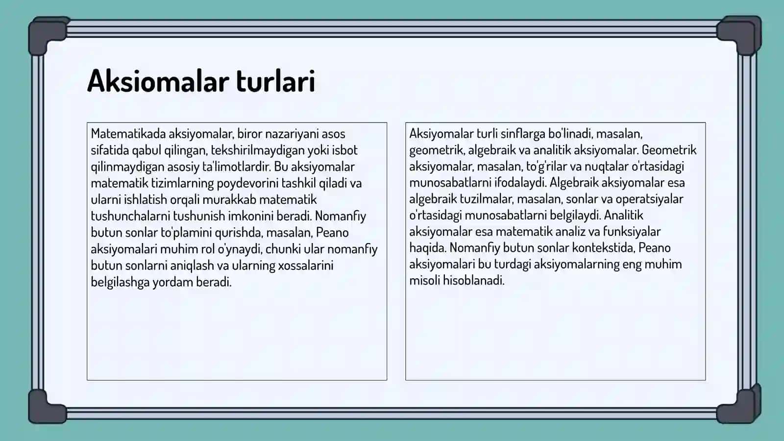 Nomanfiy butun sonlar toplamini aksiomatik asosda qurish 4