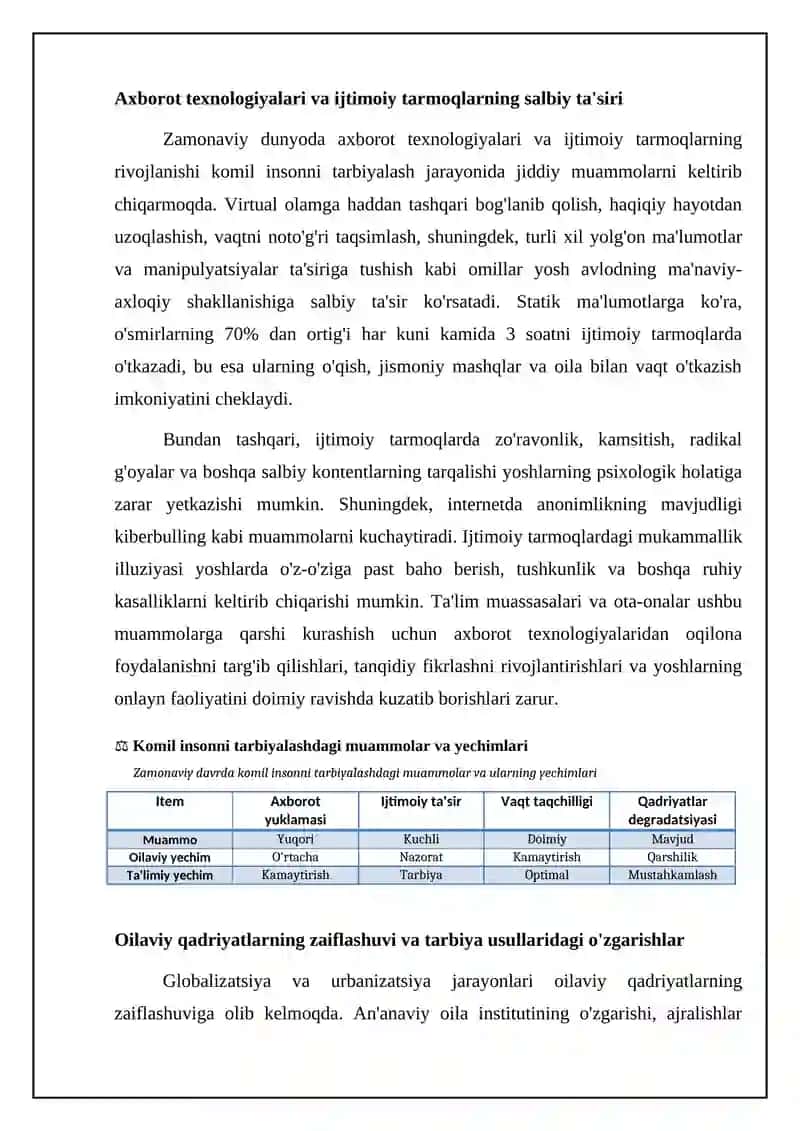 Hozirgi kunda barkamol shaxsni tarbiyalash muammolari va ularning yechimlari 4