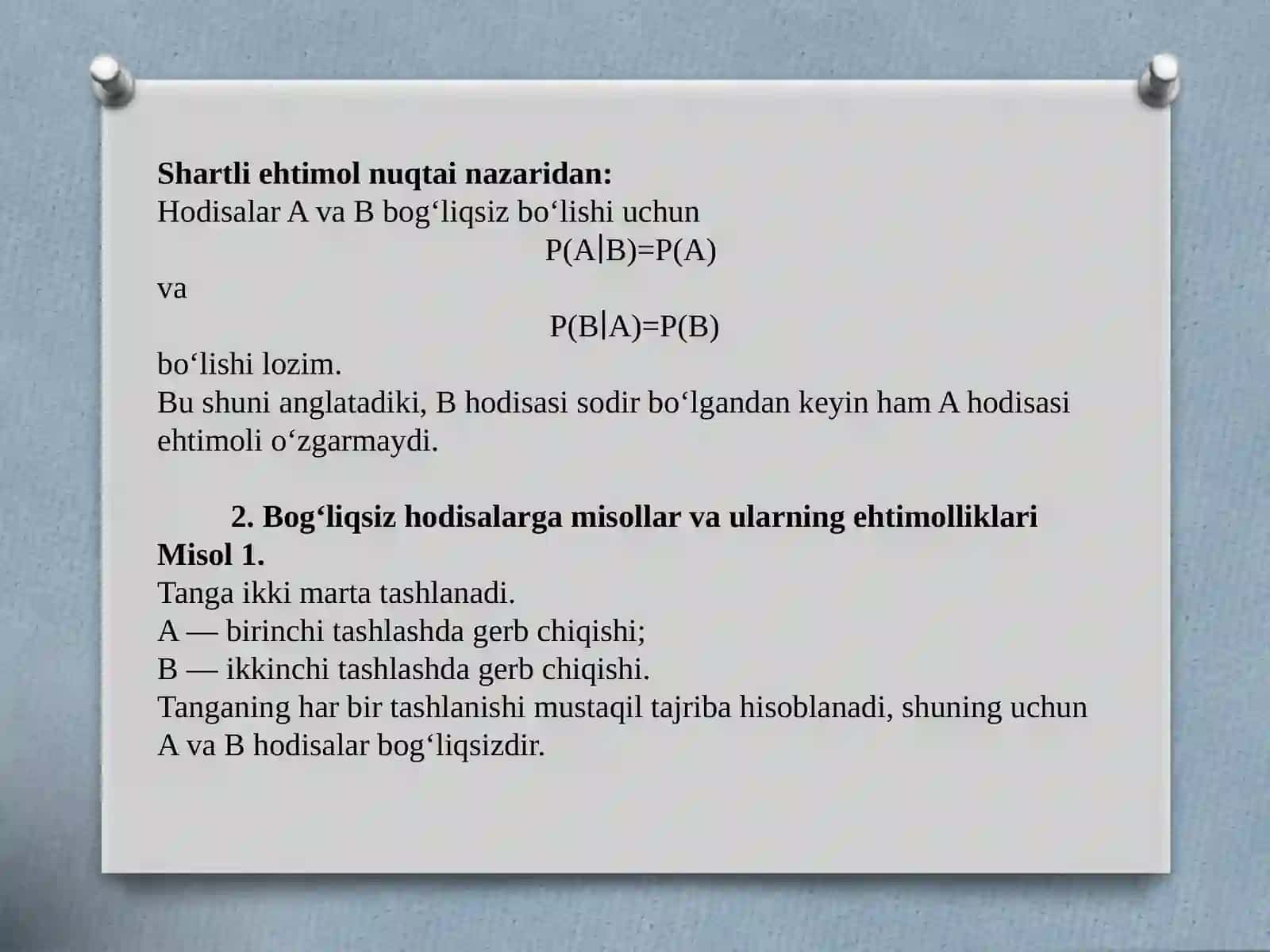 Bog’liqsiz hodisalar 4