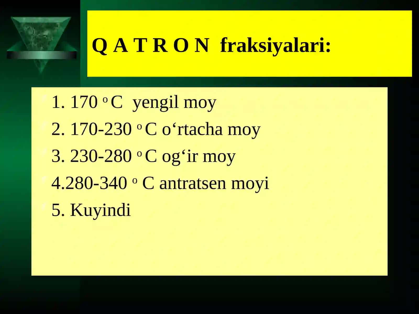 MAVZU: AROMATIK UGLEVODORODLAR BENZOL VA UNING GOMOLOGLARI 4