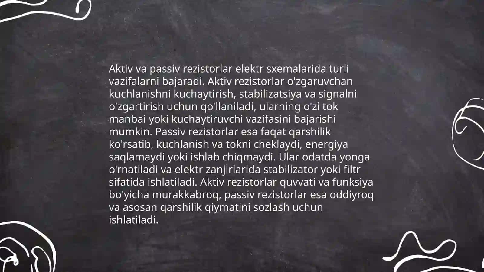 Rezistorlar aktiv va pasiv qarshilik 4