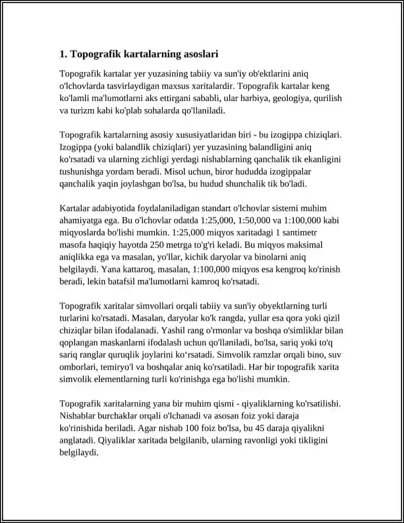 Topografik Karta va Planlar 4