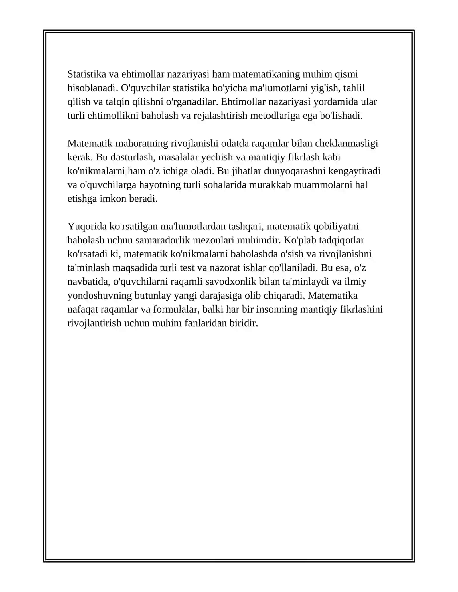 MUSTAQIL ISH Mavzu: MAHORAT DARSLARI 4