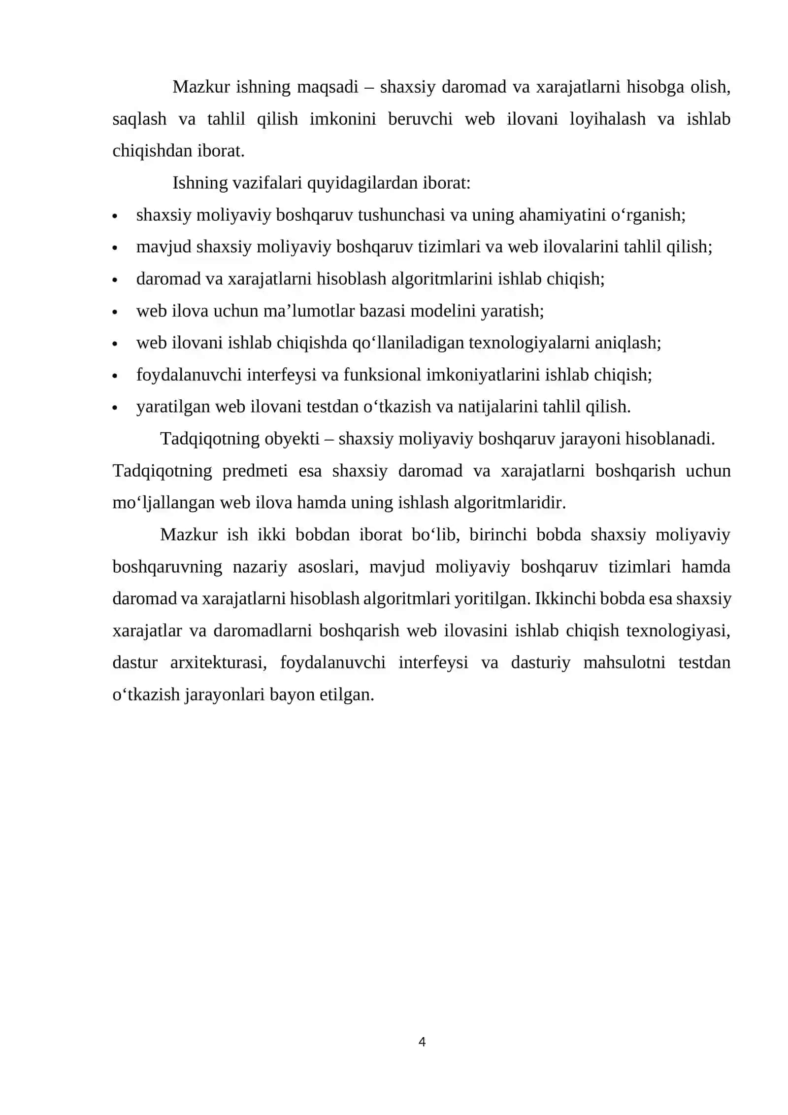 Shaxsiy xarajatlar va daromadlarni boshqarish ilovasi 4