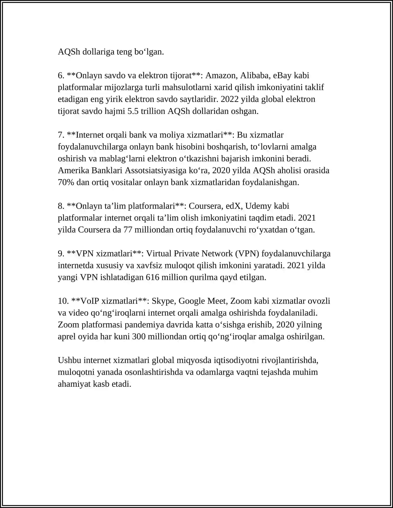 INTERNET XIZMATLARI BILAN ISHLASH 4