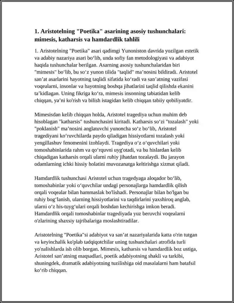 ARISTOTELNING " POETIKA" ASARI 4