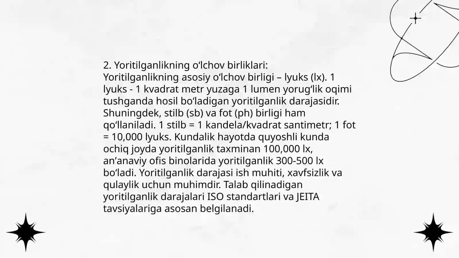 Yorugʻlik oqimi. Yoritilganlik 4