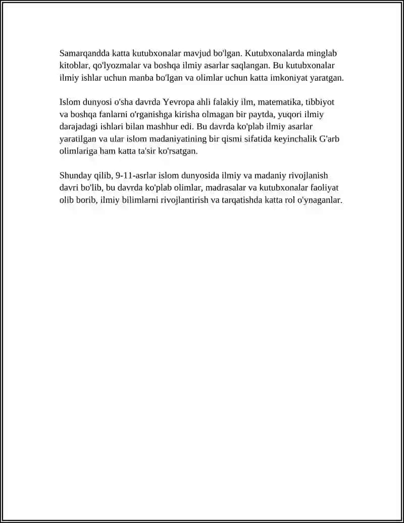 9-11 ASRLARDA MAMLAKATIMIZ HUDUDIDA RO'Y BERGAN MADANIY UYG'ONISH 4